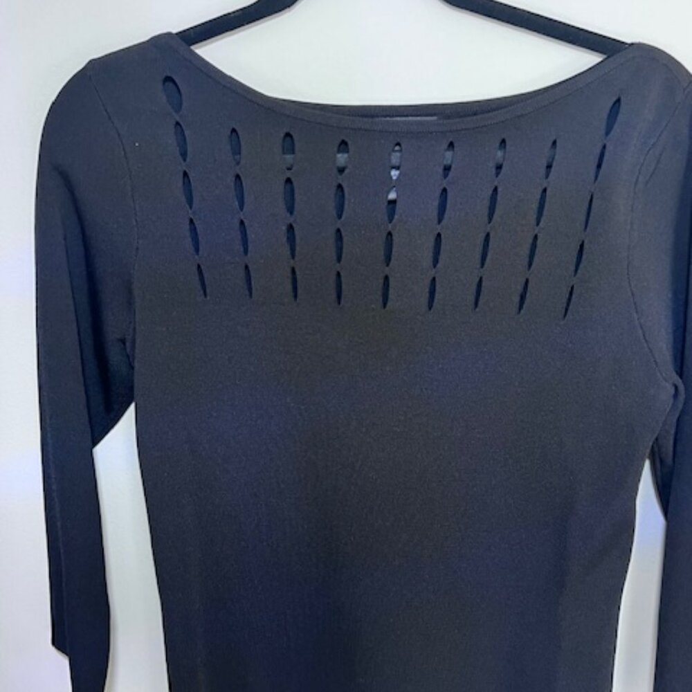 BLACK CUT OUT NECK  BLOUSE NO IRON